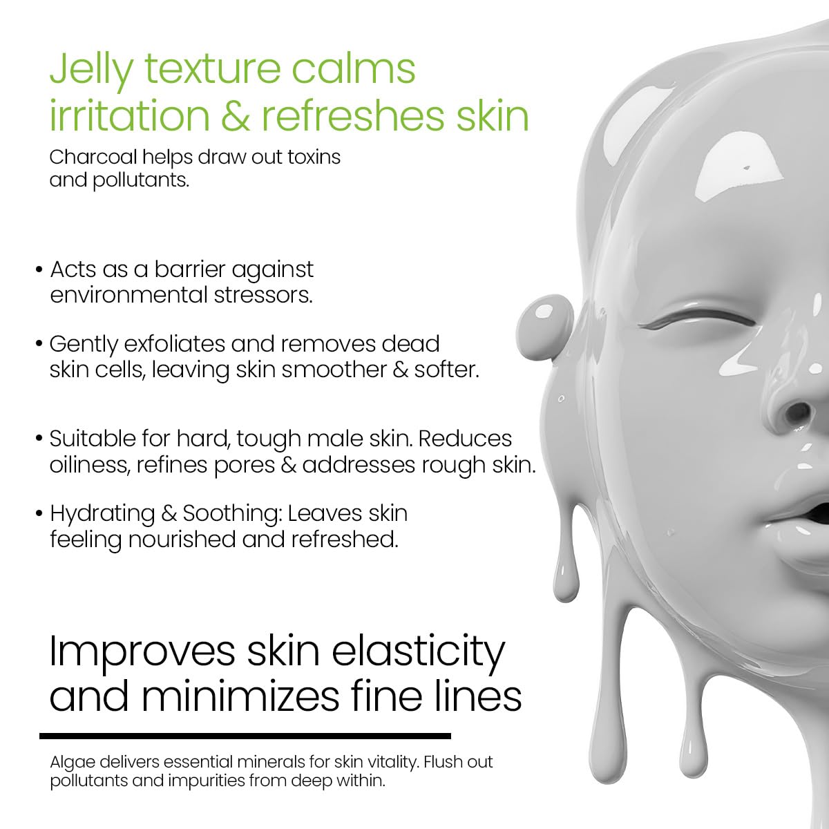 Charcoal <br> Algae Peel Off Jelly Facial Mask - Deep Detox & Pore Cleanse - Image 3